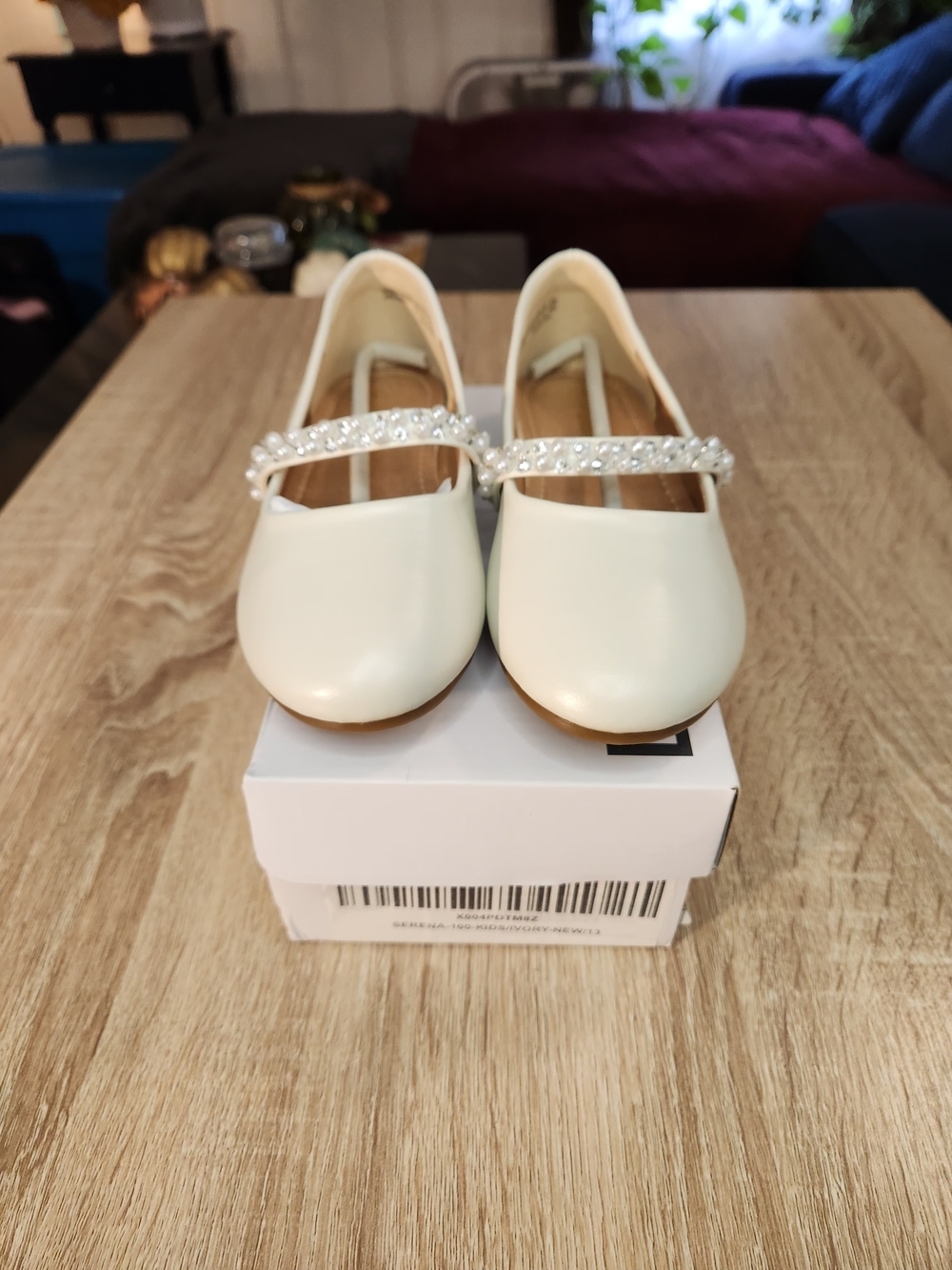Dream Pairs Little Kid Serena-100-Ivory Girl's Mary Jane ballerina flat shoes.ย